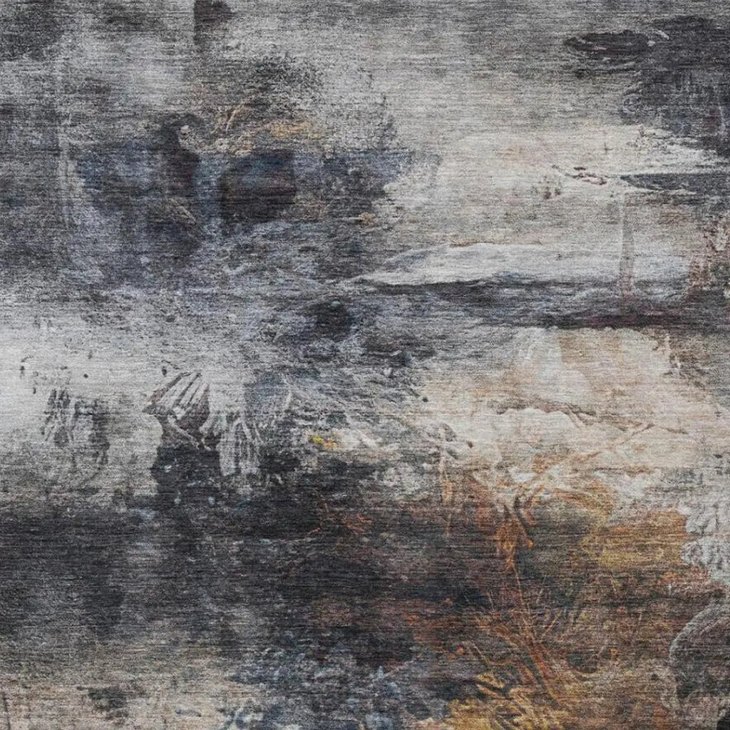 8' X 10' Charcoal And Gray Abstract Washable Indoor Outdoor Area Rug Homeroots Outdoor